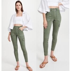 SPANX Stretch Twill Cargo Ankle Pants Utility Green S